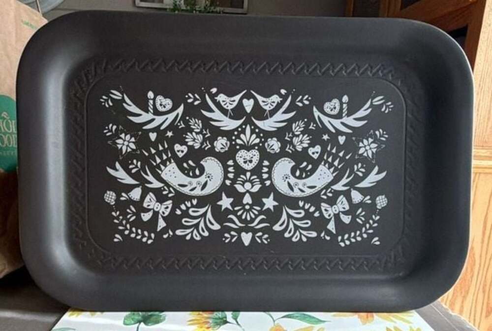 IKEA VINTER 2016 Decorative Serving Tray with Folk Art Bird Motif